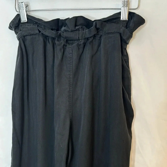 Back Beat Co Tencel Wide Leg Paperbag Ankle Black Pants size XS - Picture 8 of 14